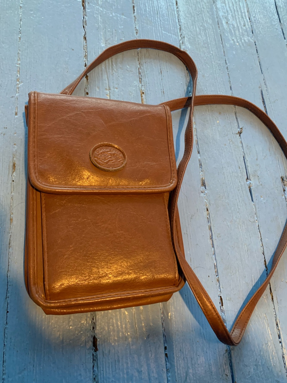 Leather Crossbody Shoulder Bag - Brown